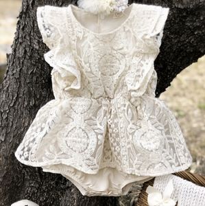 Boho Smash Birthday Cream Romper Beige Dress Ivory Outfit Lace Photoshoot